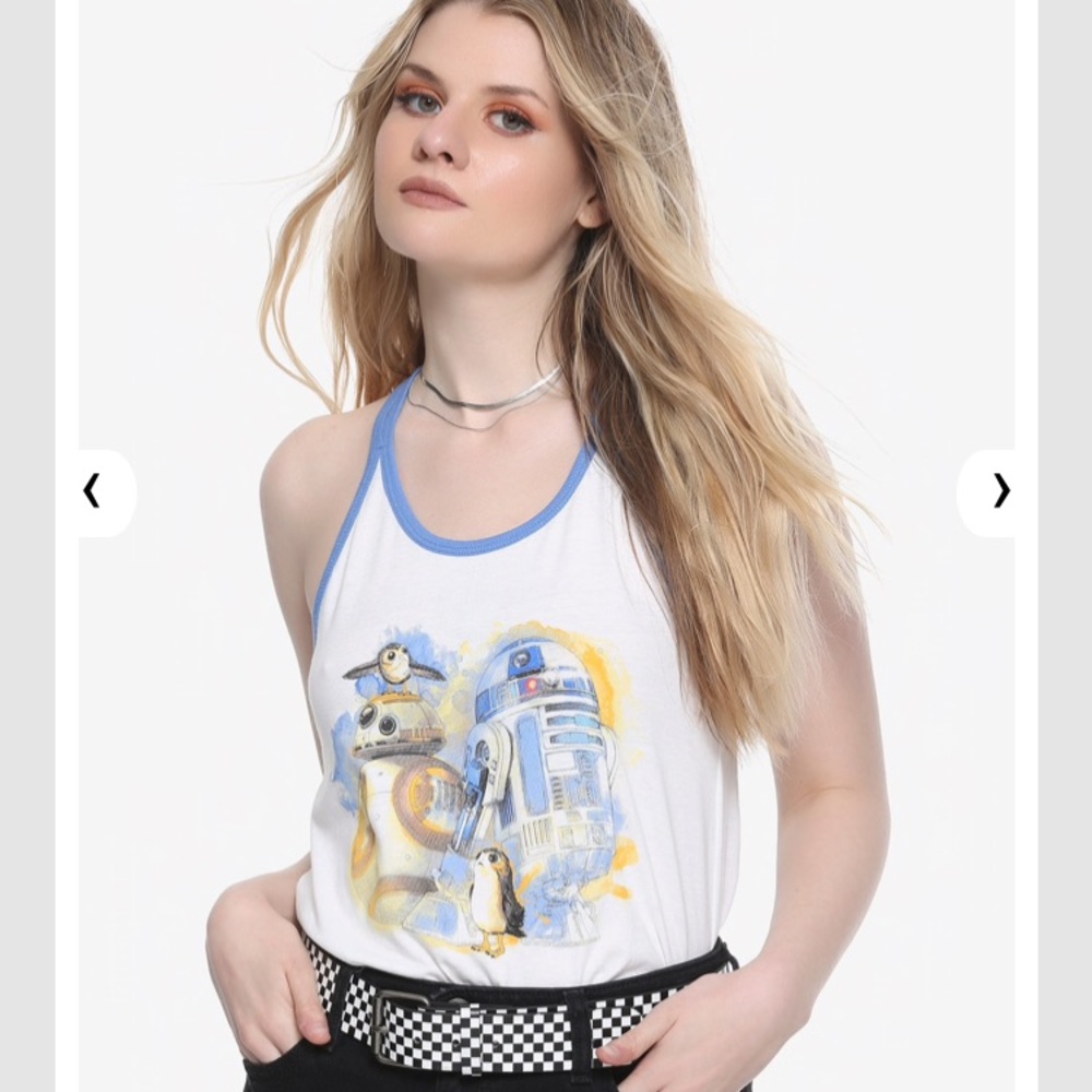 Star Wars droids and porgs tank top